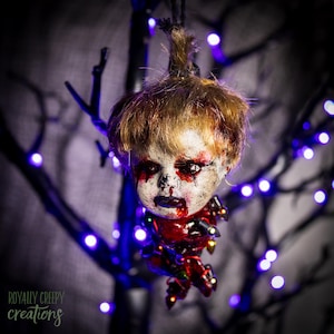 Creep Head Ornament #234- creepy doll, haunted dolls, creepy cute, oddities, horror decor,scary doll,ooak doll,gothic doll,creepy af