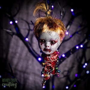 Creep Head Ornament #232- creepy doll, haunted dolls, creepy cute, oddities, horror decor,scary doll,ooak doll,gothic doll,creepy af