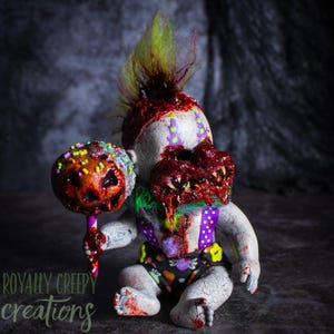 Licorice Lurker Creepy Clown Baby- creepy clowns, creepy doll, creepy cute, oddities,horror decor,scary doll,ooak doll,killer, creepy af