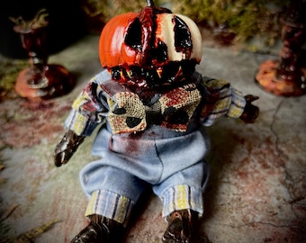 Pumpkin Creepie- creepy doll, haunted dolls, creepy cute, oddities, horror decor, scary doll, ooak doll, macabre,gothic doll,horror art