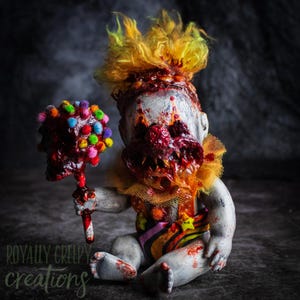 Creamsicle Creepy Clown Baby- creepy clowns, creepy doll, creepy cute,oddities,horror decor,scary doll,ooak doll,killer clown doll,creepy af