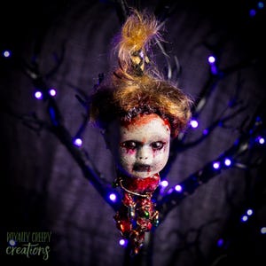 Creep Head Ornament #231- creepy doll, haunted dolls, creepy cute, oddities, horror decor,scary doll,ooak doll,gothic doll,creepy af