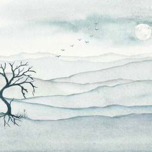Original watercolour abstract landscape painting