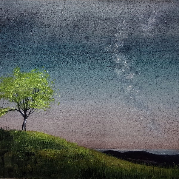 Original watercolour landscape painting 'Lone Tree, Mingarry'