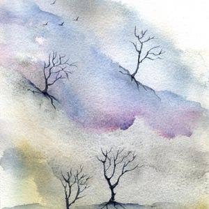 Original watercolour abstract landscape painting