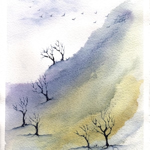 Original watercolour abstract landscape painting