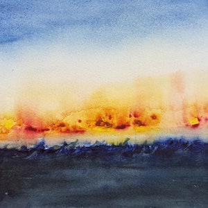Small original watercolour abstract painting