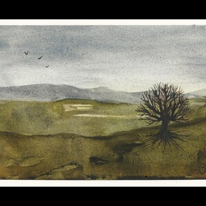 Original watercolour landscape painting &#39;Last One Standing&#39;