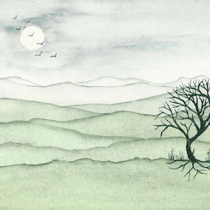 Original watercolour abstract landscape painting