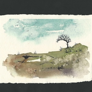 Original watercolour abstract landscape painting