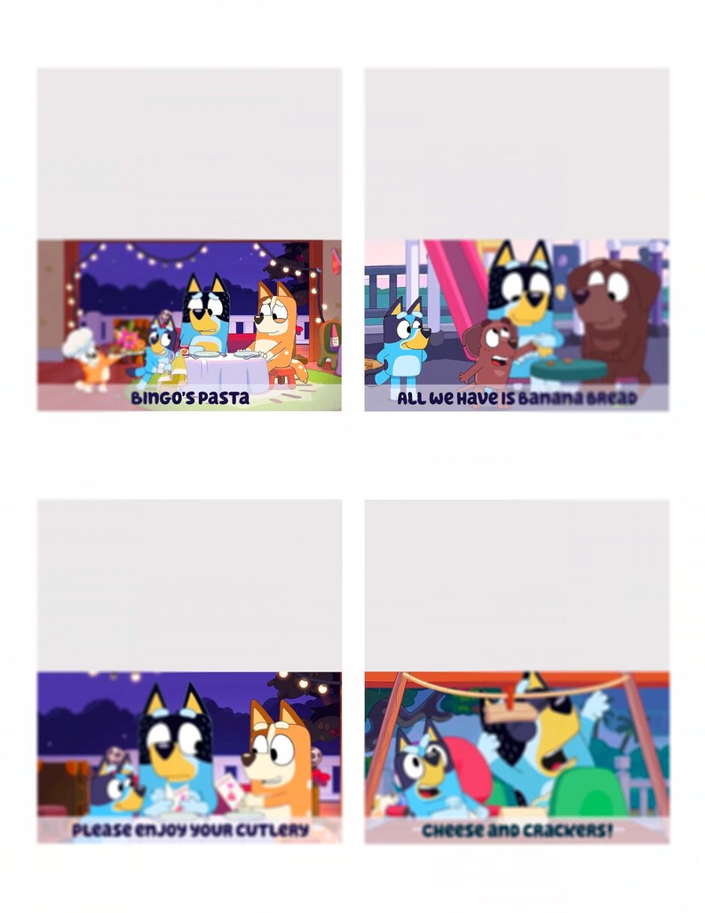 Bluey Party Food Labels / Digital File Only / Printable / Tent Etsy