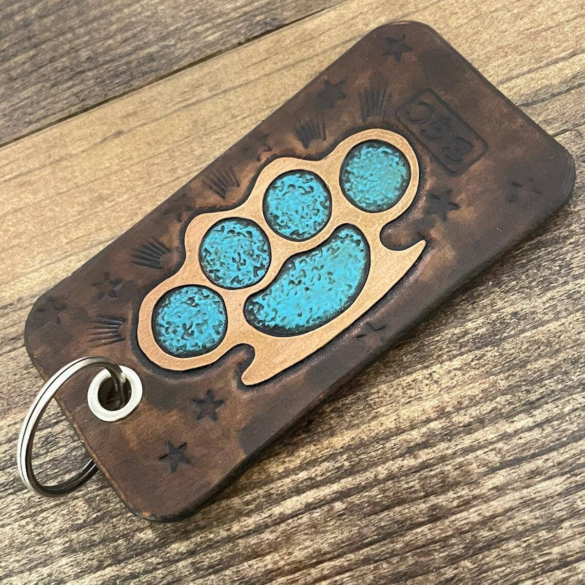 Brass Knuckles Leather Key Chain | Etsy