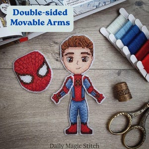 Spider Hero Cross Stitch Pattern | Kawaii Superhero Plastic Canvas Toy | PDF Instant Download