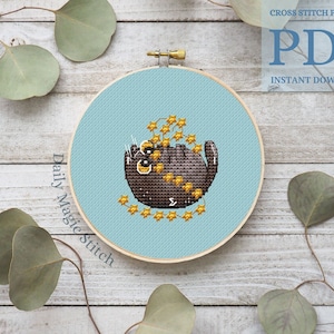 Cat cross stitch pattern, funny cross stitch, year of the cat Pet cross stitch Cute embroidery Digital download PDF