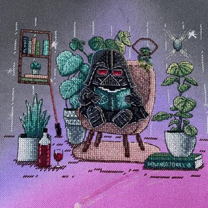 Home plant cross stitch pattern Star character cross stitch Plant mom Geek gift Father&#39;s Day Funny Nerdy gift DIY Fandom cross stitch