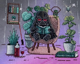Patrón de punto de cruz de planta casera Punto de cruz de personaje estrella Regalo para mamá planta Regalo geek Día del padre Regalo divertido para nerds Punto de cruz DIY Fandom