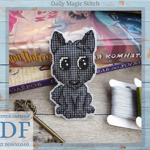 Funny dog cross stitch pattern, Fandom cross stitch Padfoot magic cross stitch Cute pet embroidery design for plastic canvas