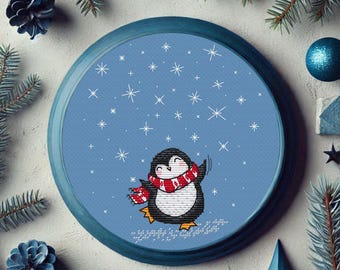 Cross stitch pattern penguin dance, Cute cross stitch, Christmas decor Funny Gift for penguin lover Bird cross stitch