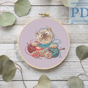 Сross stitch pattern Cat cross stitch Cat mom gift Kitten Knitter cross stitch Nursery cross stitch Baby Pet cross stitch Kids room decor