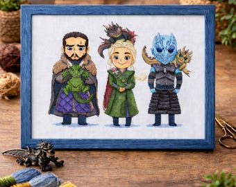 Funny Dragon Cross Stitch Pattern | Kawaii GOT Parody | Ice and Fire Game Book (PDF)