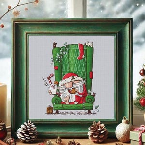 Funny Christmas cross stitch pattern, Santa embroidery design, Christmas home decor | Digital download PDF
