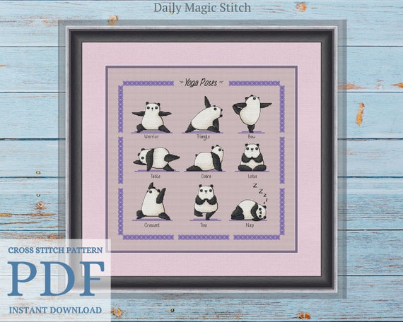 Panda Yoga Cross Stitch Pattern, Easy Counted Cross Stitch Chart for  Plastic Canvas, Embroidery, Sport Life instant Download PDF 