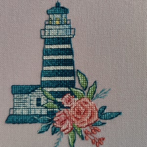 Blommigt fyrkorsstygnsmönster Fyrdekor Livscitat Ornament Hav Sommar korsstygnsprov Digital nedladdning PDF-mönster bild 6