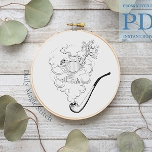 Shire Kreuzstich Stickmuster, Haus Kreuzstichmuster, Herr der Ringe, Geschenk für Magieliebhaber Nerdy Kreuzstich Blackwork