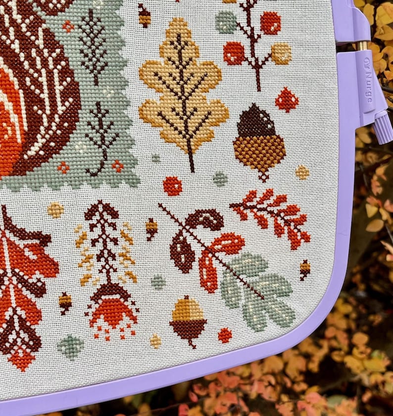 Squirrel Cross Stitch Pattern Autumn Quaker Fall Cross Stitch Sampler ...