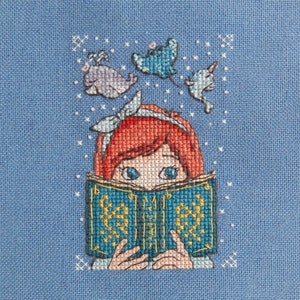 Girl Cross Stitch Pattern Magic Book Embroidery Design Kids - Etsy