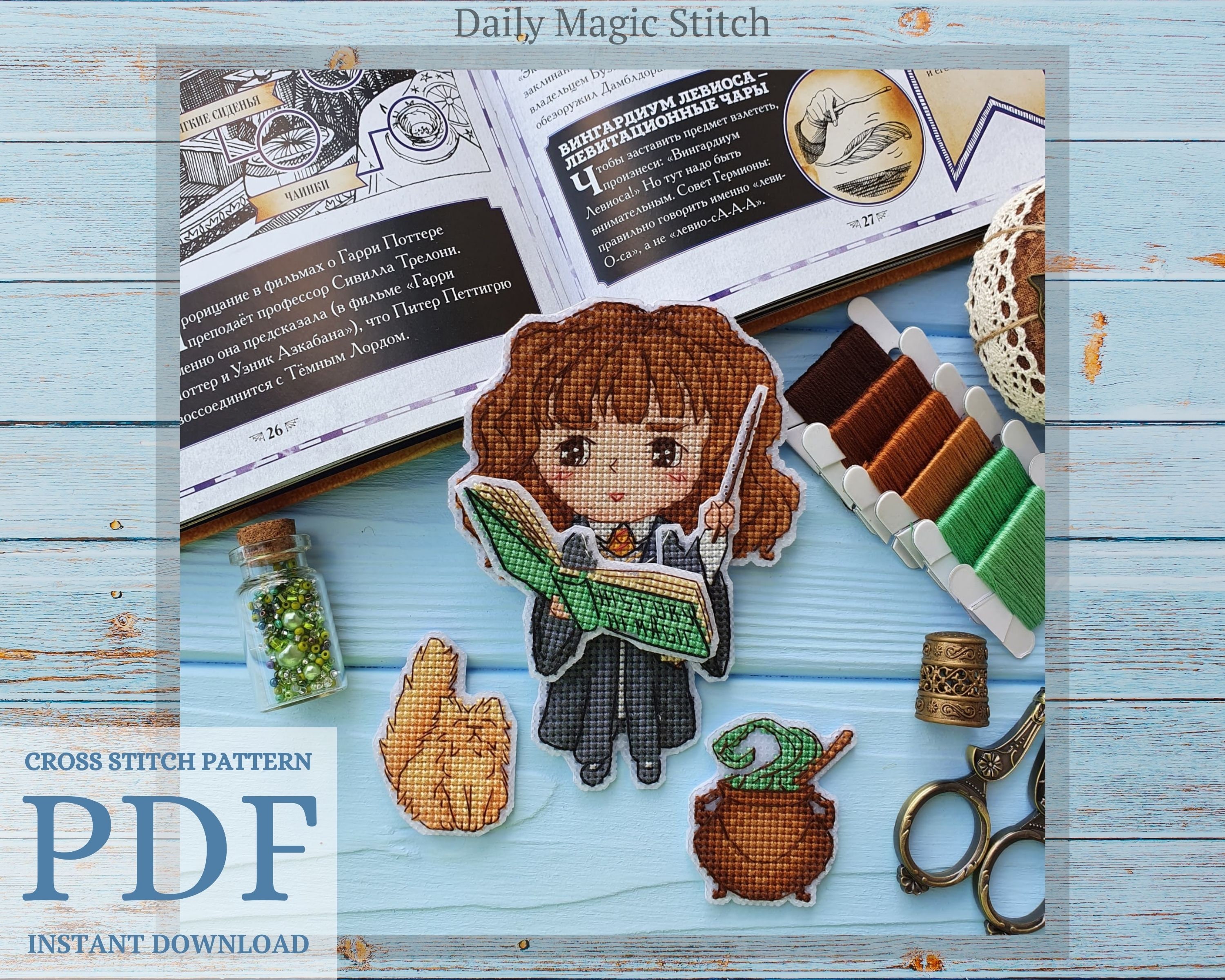 Young Girl Wizard With Crookshanks And Caldron The Two-Sided.
