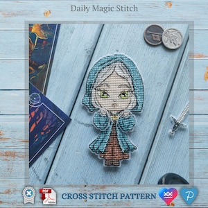 Princess cross stitch pattern Witcher TV show Girl cross stitch 3D kawaii figure Nerdy cross stitch Game embroidery Digital Download PDF