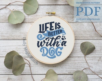 Motif de point de croix pour maman chien Citation drôle au point de croix Motif de broderie citation vie Maman chien Idée cadeau pour amoureux des chiens | Téléchargement numérique