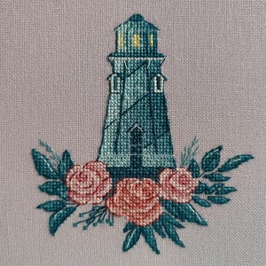Blommigt fyrkorsstygnsmönster Fyrdekor Livscitat Ornament Hav Sommar korsstygnsprov Digital nedladdning PDF-mönster bild 7