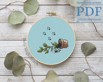 Houseplant Cross Stitch Pattern, Funny cat paw cross stitch Philodendron pothos ficus embroidery | Digital PDF