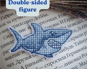 Funny shark cross stitch pattern, Fandom cross stitch, magic fish cross stitch Small easy cute embroidery design for plastic canvas