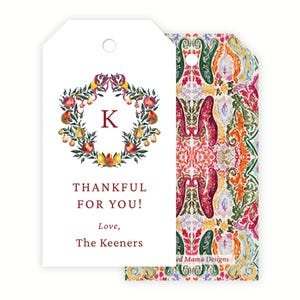 Thanksgiving Gift Tag Template | Personalized Thankful For You Tag | Printable Fall Monogram Gift Tag | Editable Corjl Template