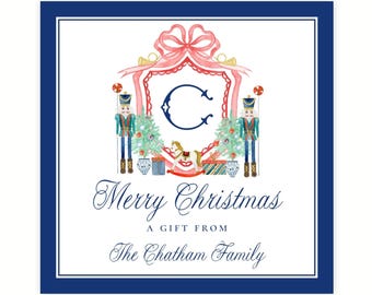 Nutcracker Gift Tags | Watercolor Christmas Gift Tag | Personalized Monogram Holiday Label | Printable Template