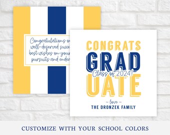 Druckbare Glückwünsche grad Geschenkanhänger, Graduierung Geschenkanhänger, Klasse von 2024 Geschenkanhänger, personalisierte Schulfarben, Graduierung Anhänger, Abschlussfeier