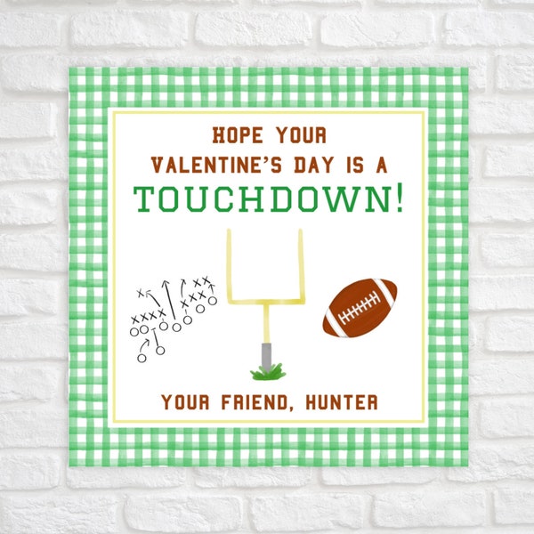 Printable Valentine Cards for Kids, Football Valentines, Football Valentine Cards, Sports Valentines, Classroom Valentines, Touchdown Tag