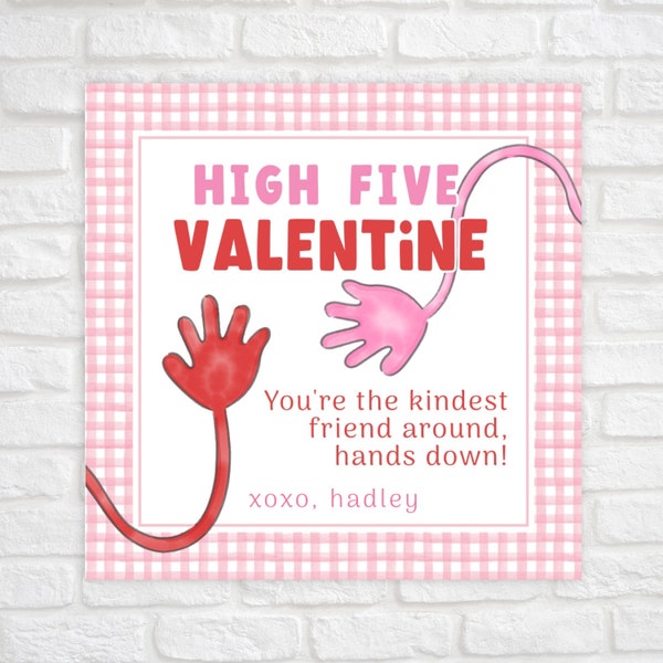 Printable Valentine Cards for Kids, Sticky Hands Valentine Tag, High Five Valentine, Classroom Valentines, Preschool Toddler Valentines