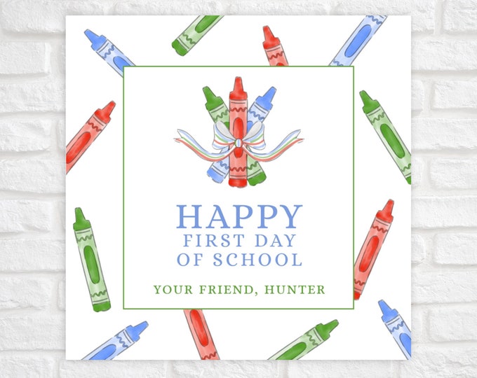 Primary Color Crayon Back to School Tag