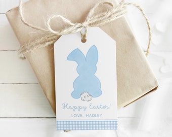 Easter Gift Tags Printable, Watercolor Easter Bunny Gift Tag, Easter Basket Tag Template, Personalized Easter Gift Tags, Blue Easter Bunny