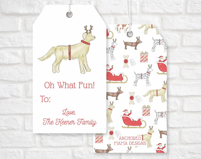 Printable Golden Retriever Dog Christmas Gift Tags
