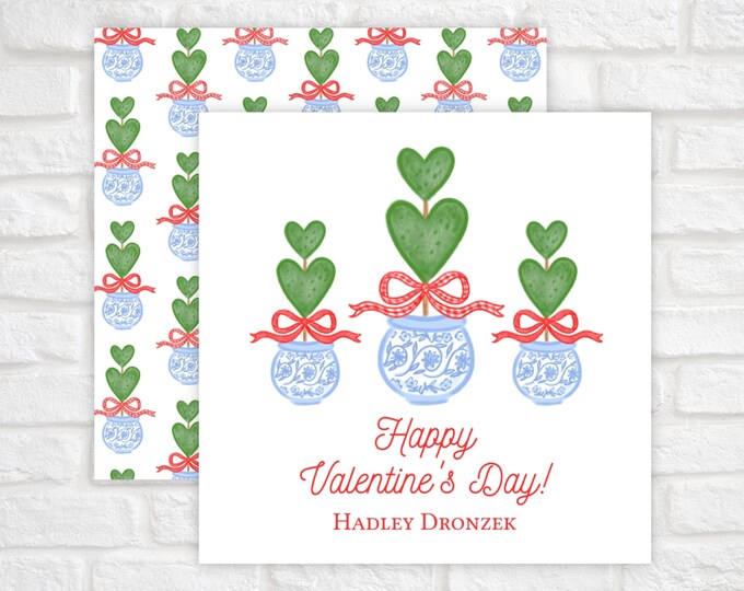 Printable Heart Topiary Valentine Tag