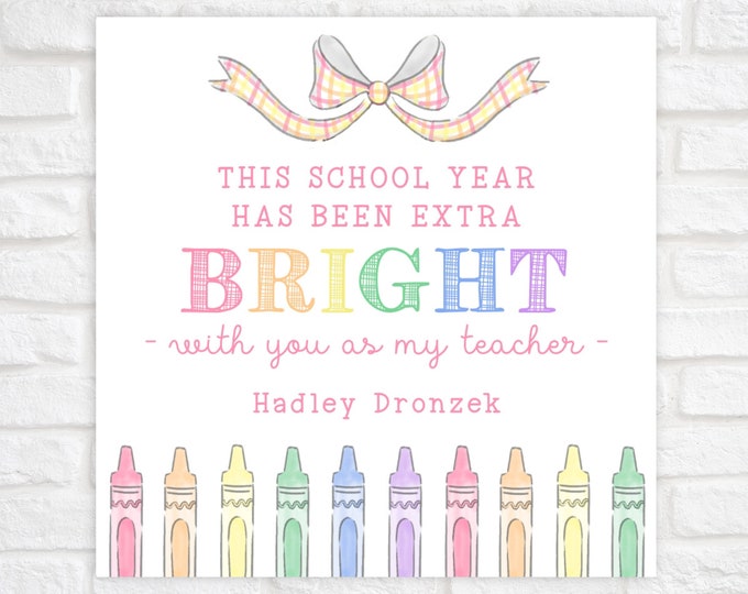 Printable  Rainbow Crayon Teacher Appreciation Gift Tag