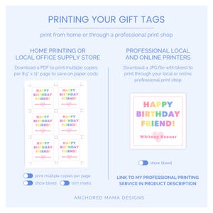 Printable Happy Birthday Gift Tags, Happy Birthday Friend Tag, Rainbow ...