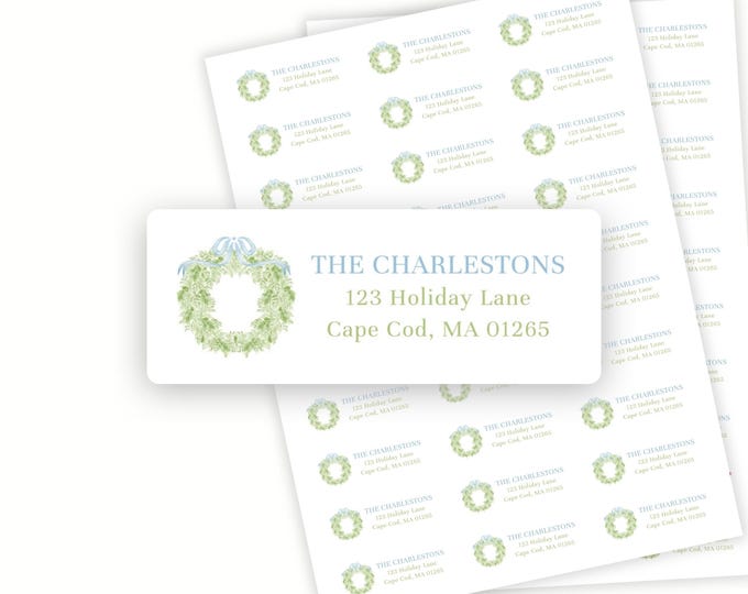 Pastel Wreath Return Address Labels