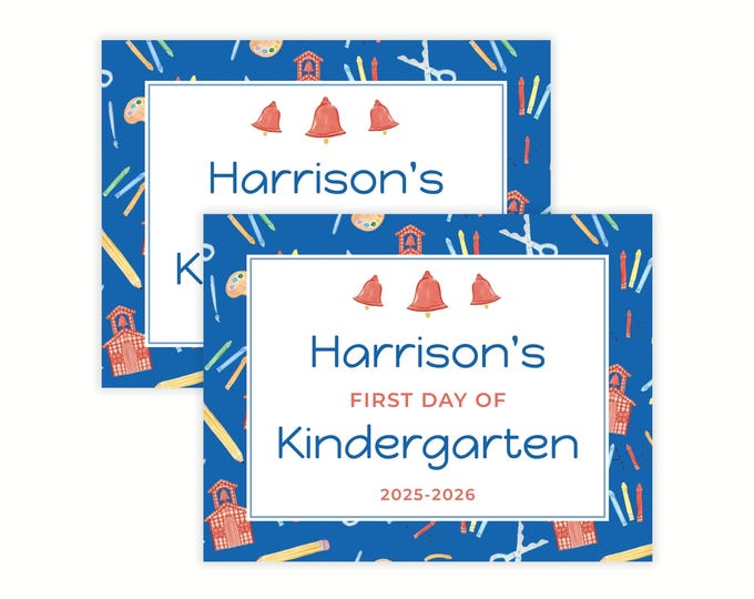 Blue School Supplies Back to School Sign