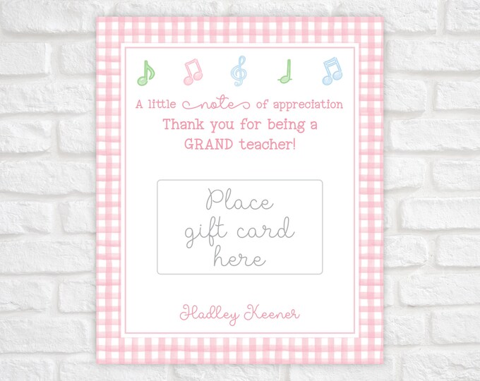 Musical Teacher Appreciation Gift Card Holder